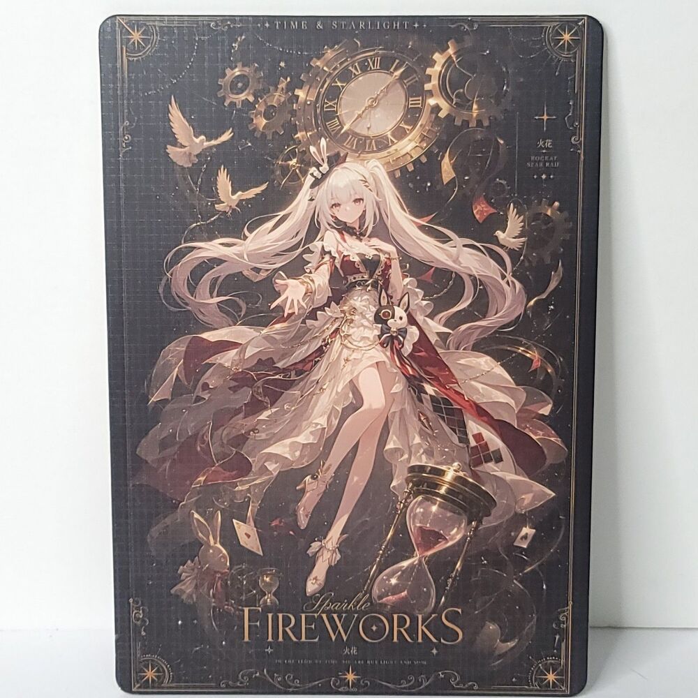 Sparxie Fireworks Time Black Waifu Card Anime Girl Wall Art Oversized Board A5